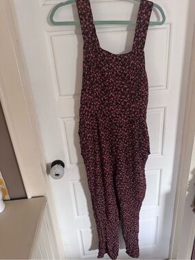 American Eagle Outfitters Black Jumpsuit with Pink Floral Print